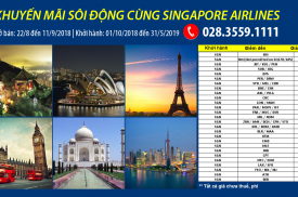 Khuyến mãi sôi động cùng Singapore Airlines