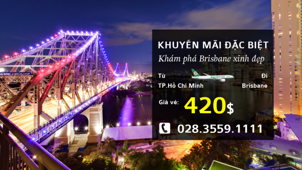 Hãng hàng không Eva Air khuyến mãi đến Brisbane (Úc) giá vé từ 420USD