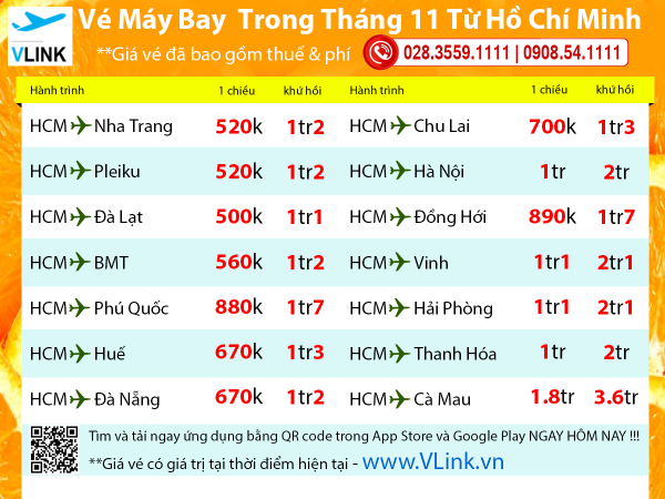 Bảng vé máy bay giá rẻ trong nước cập nhật ngày 03/10/2018