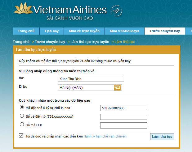 Description: Hướng dẫn cách checkin online Vietnam Airlines