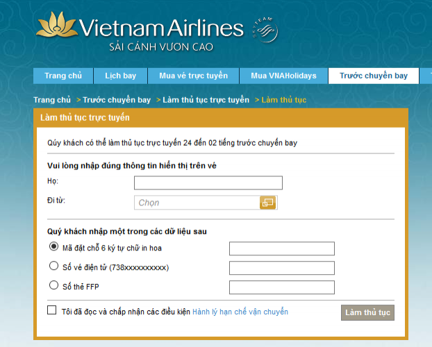 Description: Hướng dẫn cách checkin online Vietnam Airlines